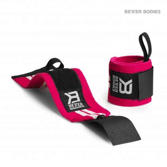 Better Bodies Womens Wrist Wraps Hot Pink/White - Better Bodies