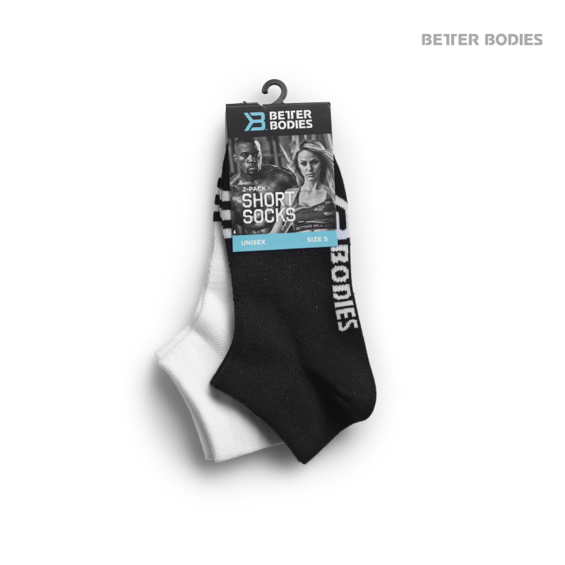 Better Bodies Short Socks 2-pack Black/White XXL - Better Bodies