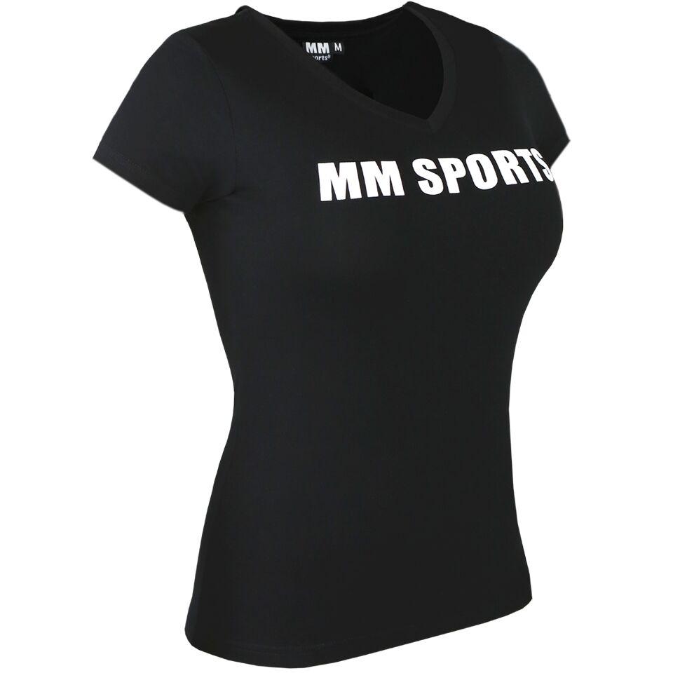 Tränings t-shirt Dam – MM Sports V-Tee, Black - L - Träningskläder