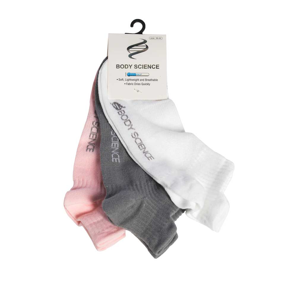 Performance Socks 3-P, White/Grey/Pink