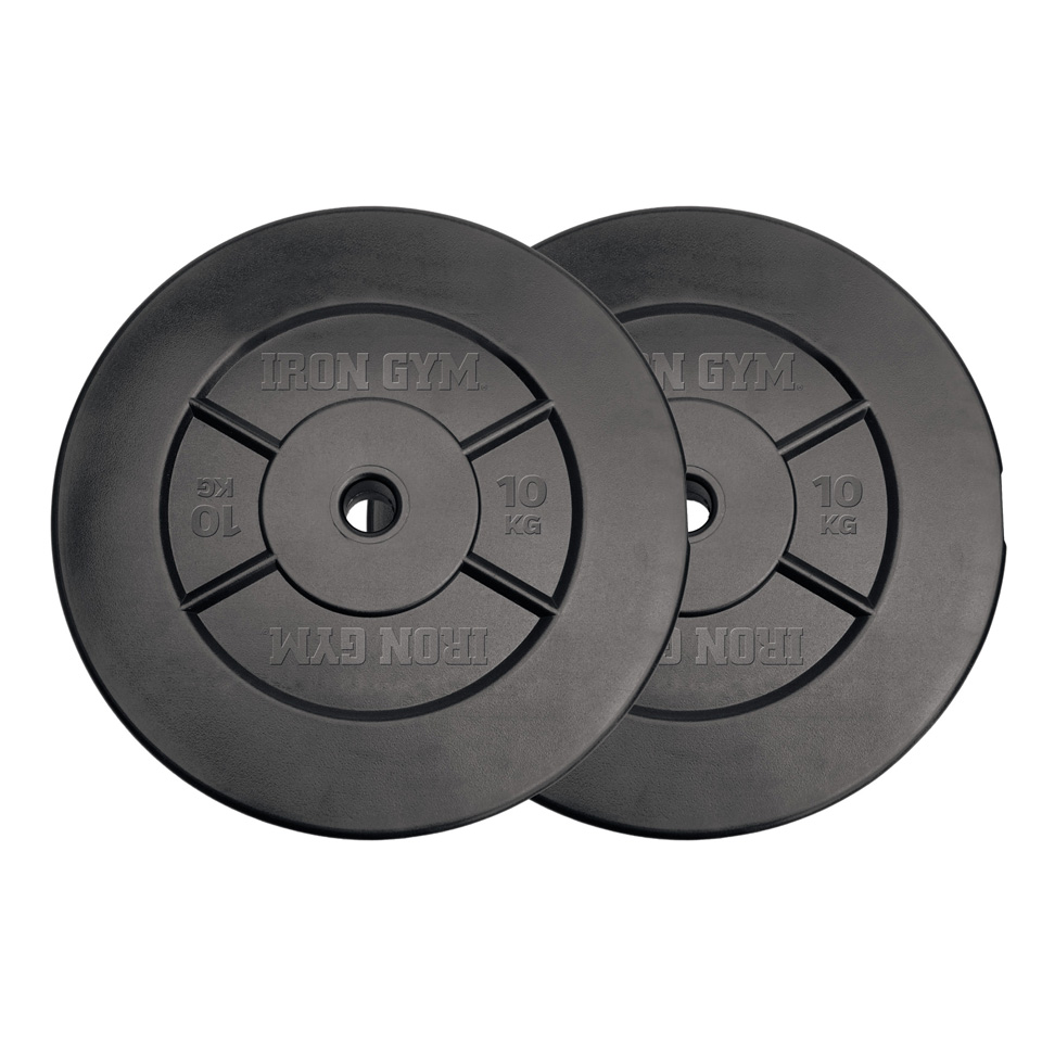 Iron Gym 20kg Plate Set, 10kg x 2 - (Add ons for All In One Curl Bar and Barbell) 2 x 10 kg - Iron Gym