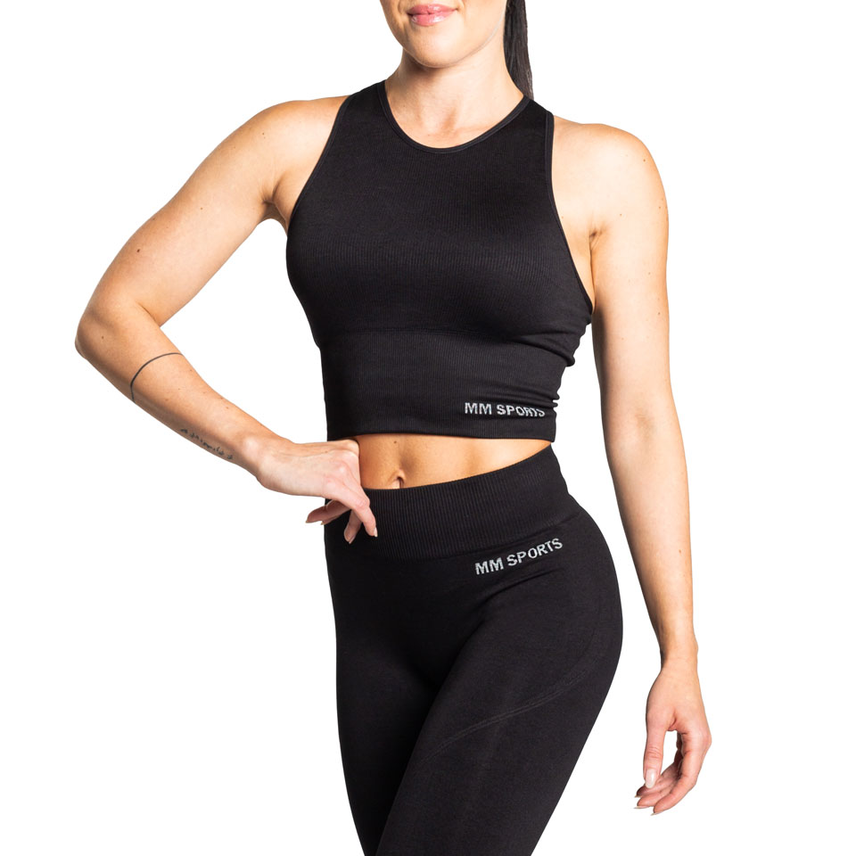 Seamless Daisy Cropped Träningstopp, Black