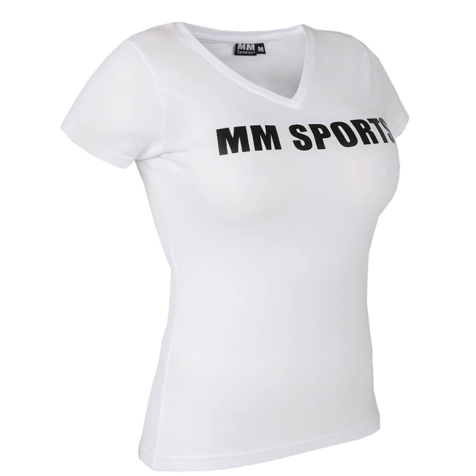 Tränings t-shirt Dam – MM Sports V-Tee, White - XS - Träningskläder
