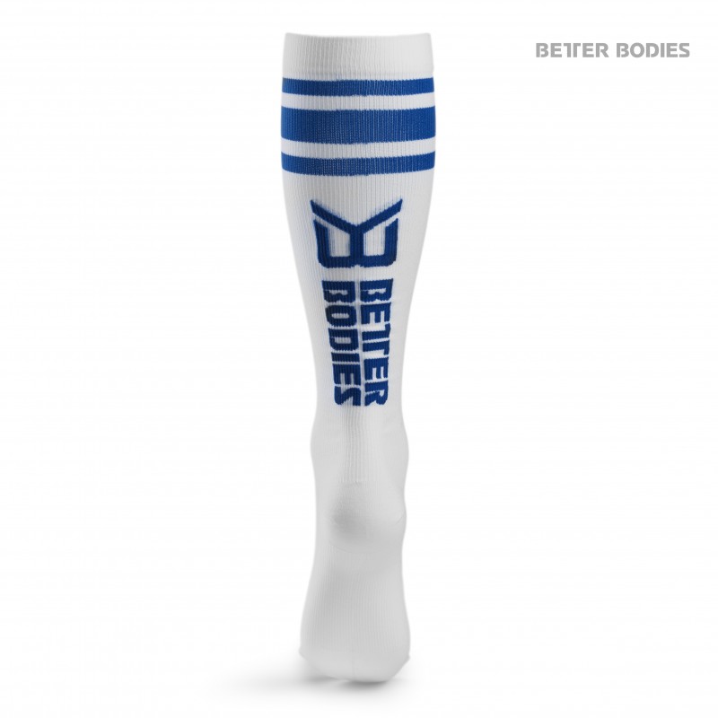 Better Bodies Knee Socks M White/Blue - Better Bodies