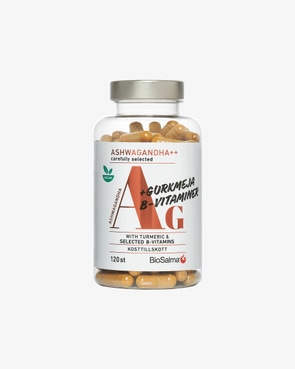 BioSalma Ashwagandha + Gurkmeja, B-vitaminer