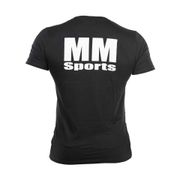 Svart T-shirt med vit MM Sports-logga på ryggen