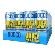 Ett flak 24-pack NOCCO BCAA Juicy Melba Summer Edition energidryck