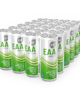 Ett 24-pack flak XLNT Sports EAA Lemon Lime energidryck