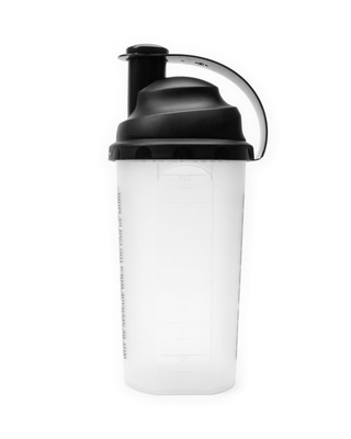 Transparent shaker med svart MM Sports-tryck och lock