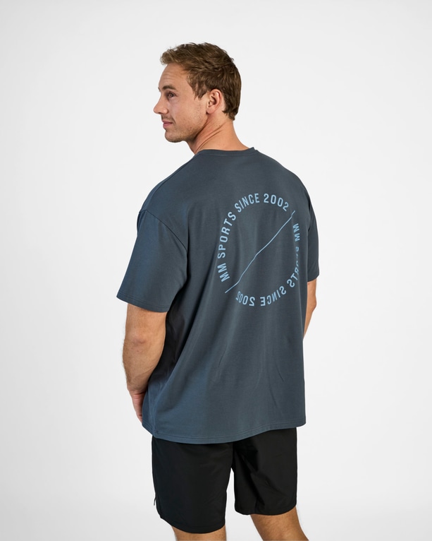 Oversized T-shirt Emblem, Faded Blue